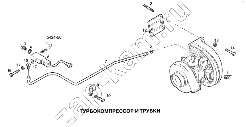 Схема/чертеж: Турбокомпрессор и трубки / IVECO Stralis
