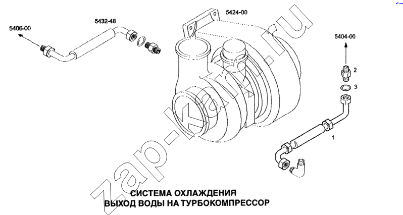 Схема/чертеж: Система охлаждения, выход воды на турбокомпрессор / IVECO Stralis