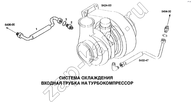 Схема/чертеж: Система охлаждения, входная трубка на турбокомпрессор / IVECO Stralis