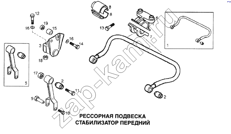 Схема/чертеж: Рессорная подвеска, стабилизатор передний / IVECO Stralis