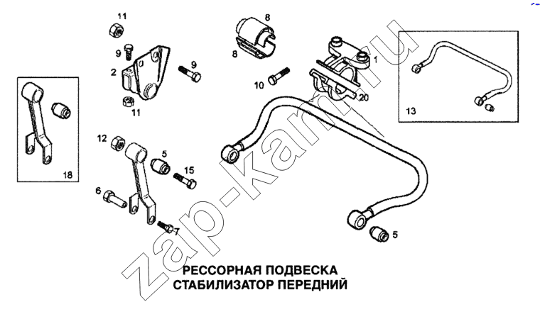 Схема/чертеж: Рессорная подвеска, стабилизатор передний / IVECO Stralis