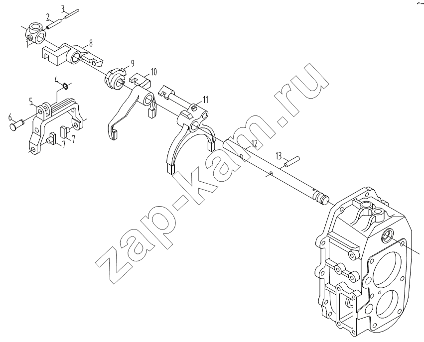 Схема/чертеж: Fork shaft assembly / JAC Motors HFC 1020K-D134
