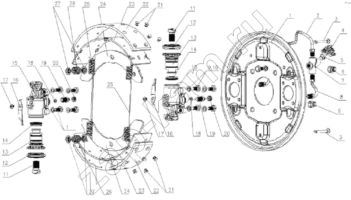 Схема/чертеж: 3501D120XZ Front brake assembly / JAC Motors HFC 1020K-D134
