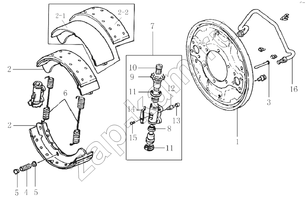 Схема/чертеж: 3502D120 Rear brake assembly / JAC Motors HFC 1020K-D134