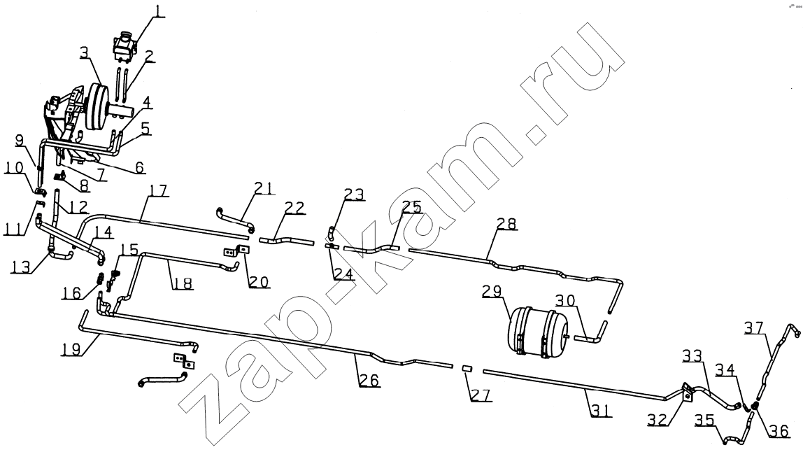 Схема/чертеж: 3506D120 Brake pipe system / JAC Motors HFC 1020K-D134