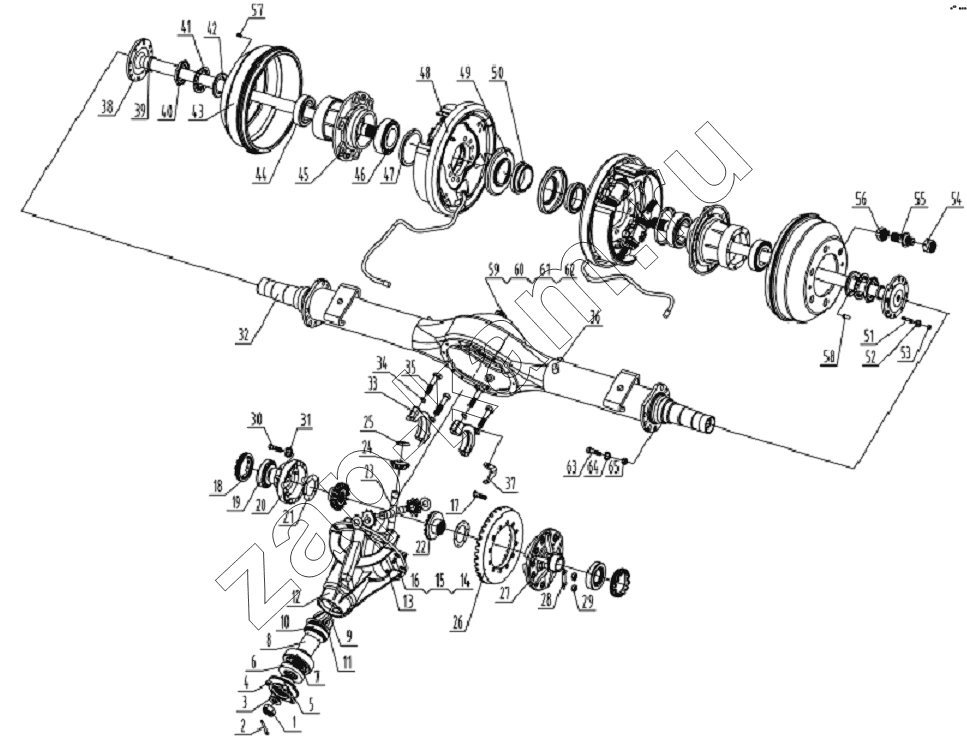 Схема/чертеж: 2400D120 Rear axle assembly / JAC Motors HFC 1020K-D134
