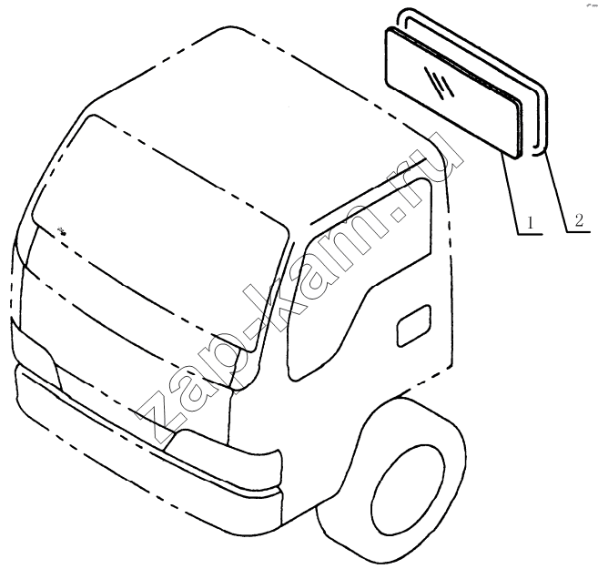 Схема/чертеж: 5603D0 Rear windshield glass / JAC Motors HFC 1020K-D134
