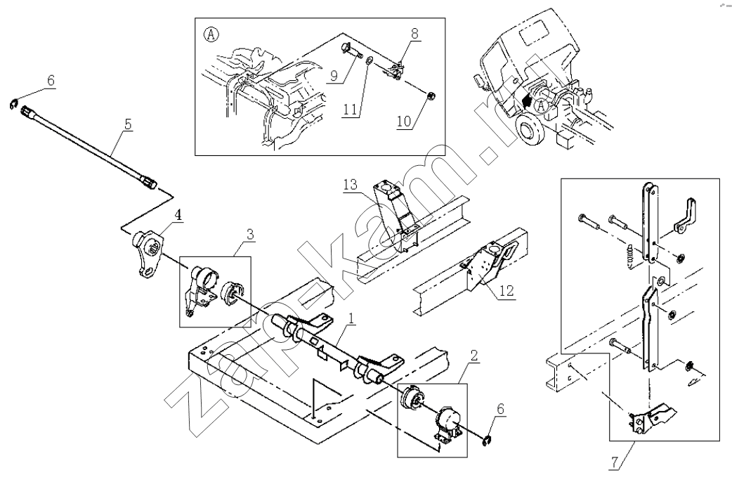 Схема/чертеж: 5002D120 Cabin reversal mechanism / JAC Motors HFC 1020K-D134
