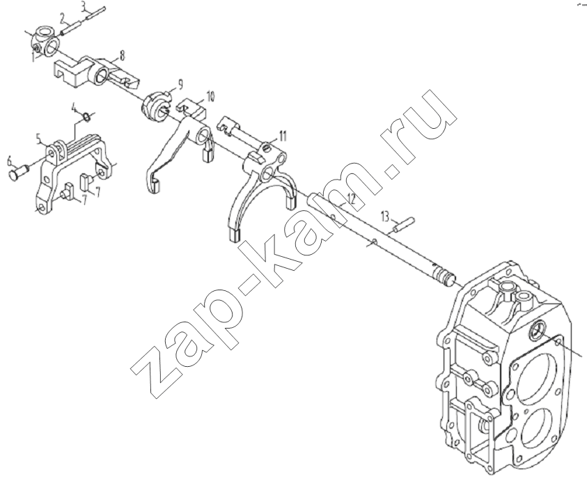 Схема/чертеж: Fork shaft assembly / JAC Motors HFC 1020K-D126
