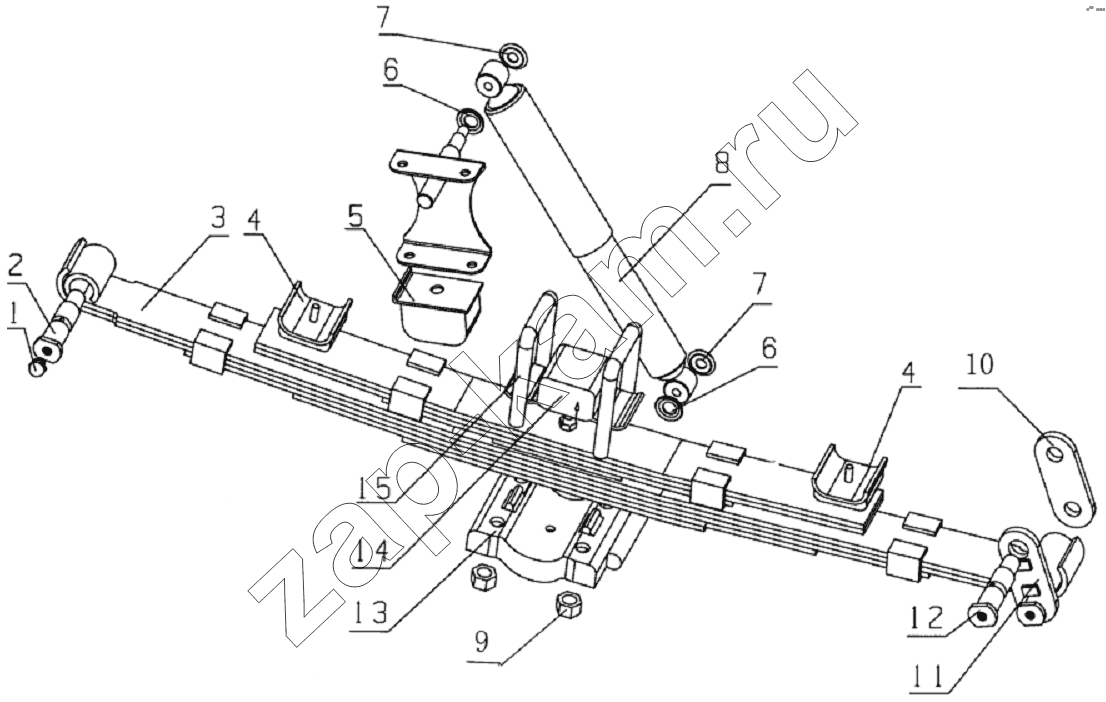 Схема/чертеж: Rear suspension assembly / JAC Motors HFC 1020K-D126