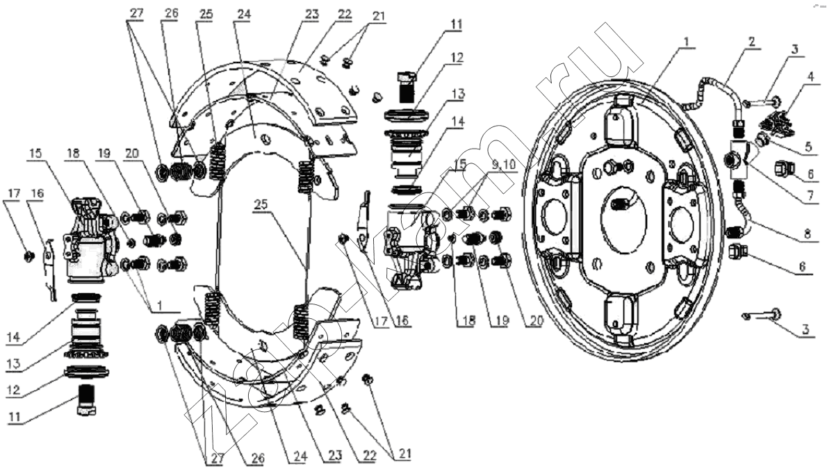Схема/чертеж: 3501D120XZ Front brake assembly / JAC Motors HFC 1020K-D126
