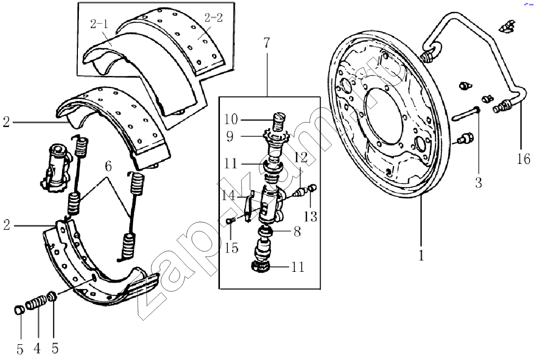 Схема/чертеж: 3502D120 Rear brake assembly / JAC Motors HFC 1020K-D126