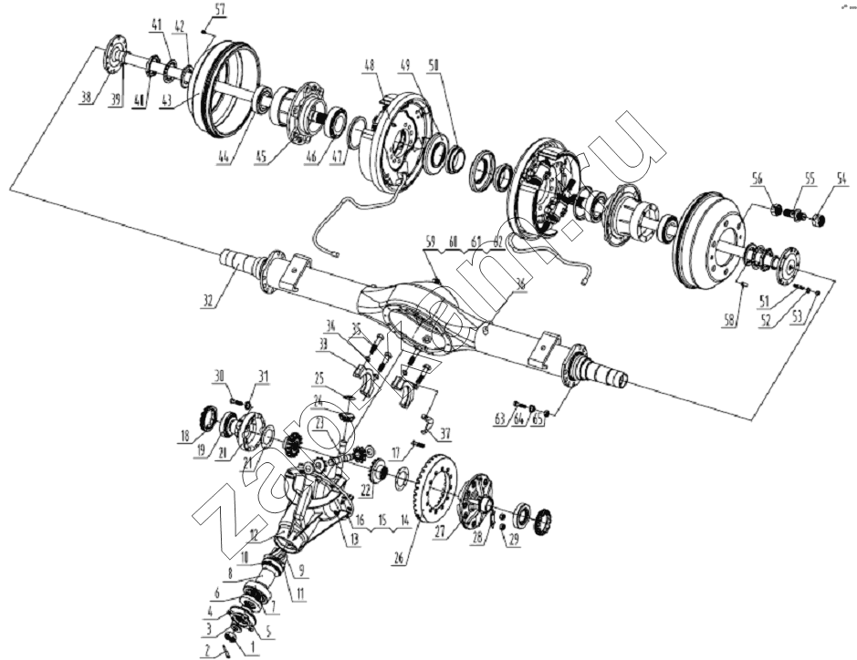 Схема/чертеж: 2400D120 Rear axle assembly / JAC Motors HFC 1020K-D126