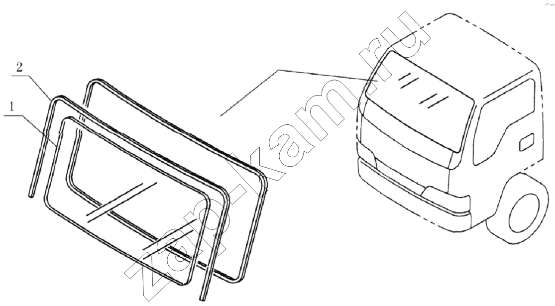 Схема/чертеж: 5206D4 Front windshield glass / JAC Motors HFC 1020K-D126
