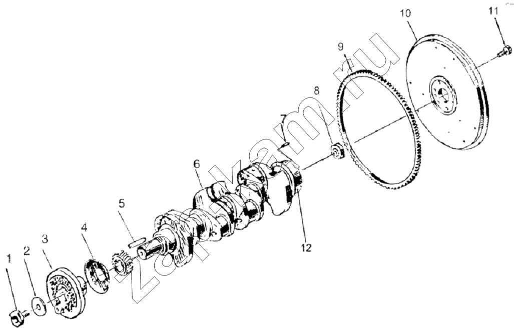 Схема/чертеж: Crankshaft and flywheel / JAC Motors HFC 1020K-D126