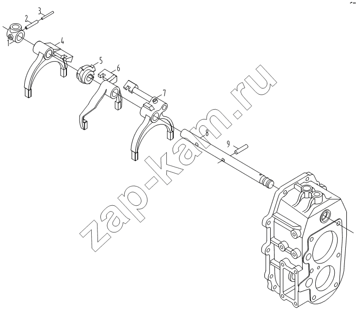Схема/чертеж: Fork shaft assembly / JAC Motors HFC 1020KR-D127