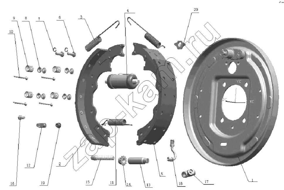 Схема/чертеж: 3501D4XZ Front brake / JAC Motors HFC 1020KR-D127