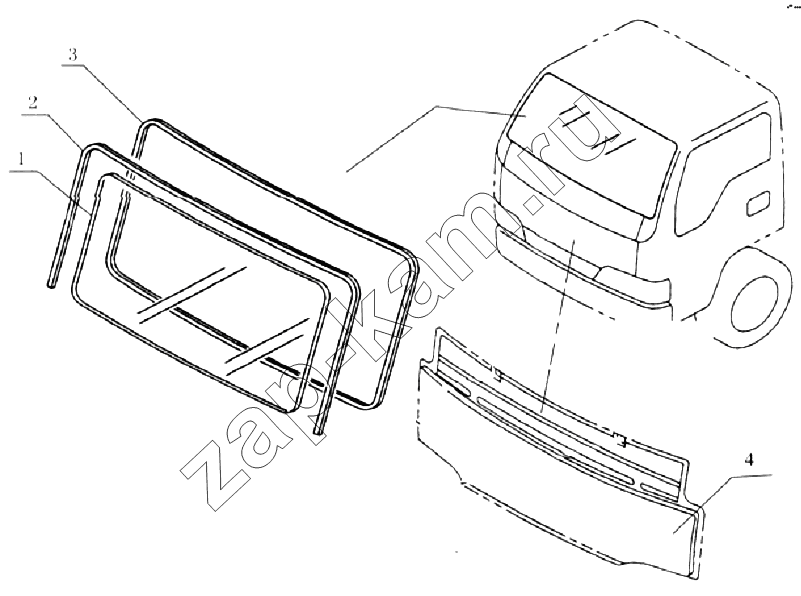 Схема/чертеж: 5206D0 Front windshield / JAC Motors HFC 1020KR-D127