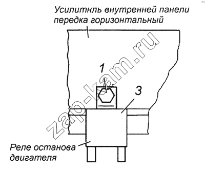 Схема/чертеж: Установка реле электромагнитного клапана останова двигателя Э4308-3747002 / КамАЗ 4308
