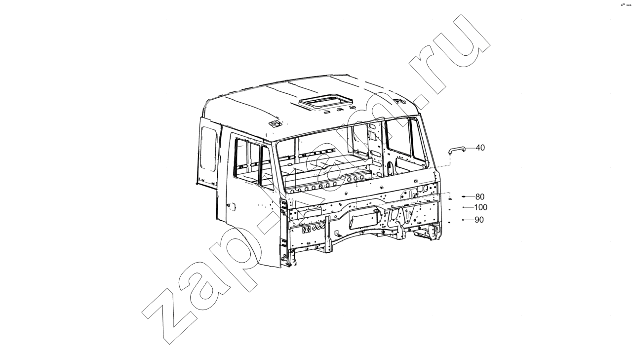 Схема/чертеж: 53205-5310001 Установка ручки передка / КамАЗ 4308-R4