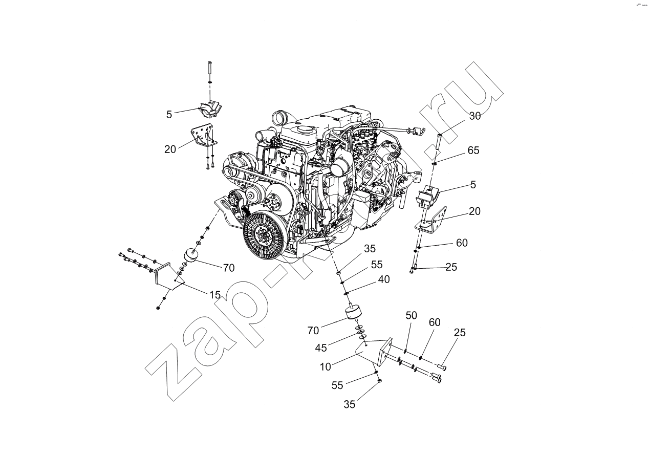 Схема/чертеж: 5308-1001005-10 Установка силового агрегата / КамАЗ 4308-R4