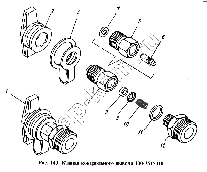 Схема/чертеж: Клапан контрольного вывода / КамАЗ 4310