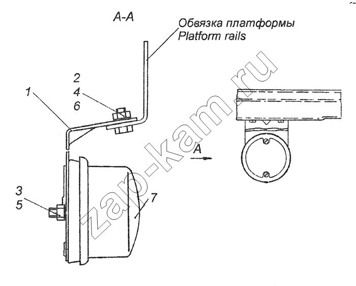 Схема/чертеж: 53215-3731002 Установка задних контурных фонарей / КамАЗ 43253 (Часть-2)