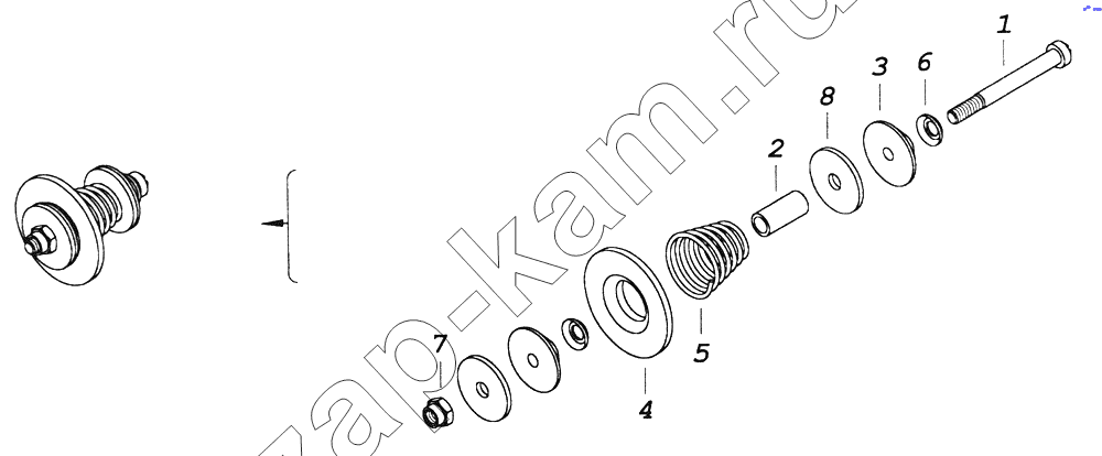 Схема/чертеж: 5320.1609578 Клапан ПГУ / КамАЗ 43261 (Евро-1, 2)