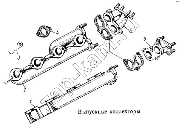 Схема/чертеж: Выпускные коллекторы / КамАЗ 5315