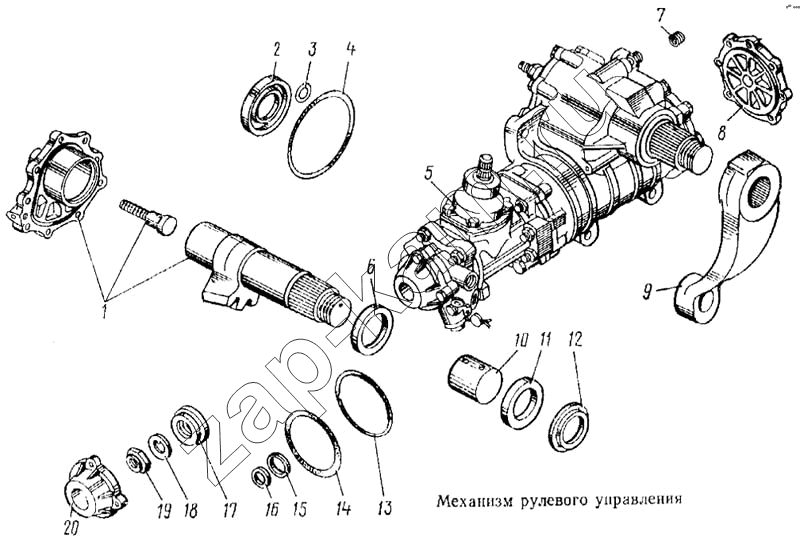 Схема/чертеж: Механизм рулевого управления / КамАЗ 5315