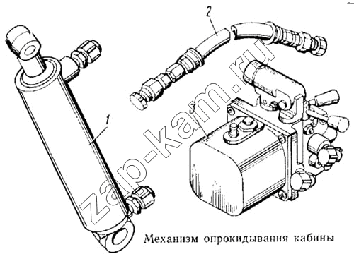 Схема/чертеж: Механизм опрокидывания кабины / КамАЗ 5315