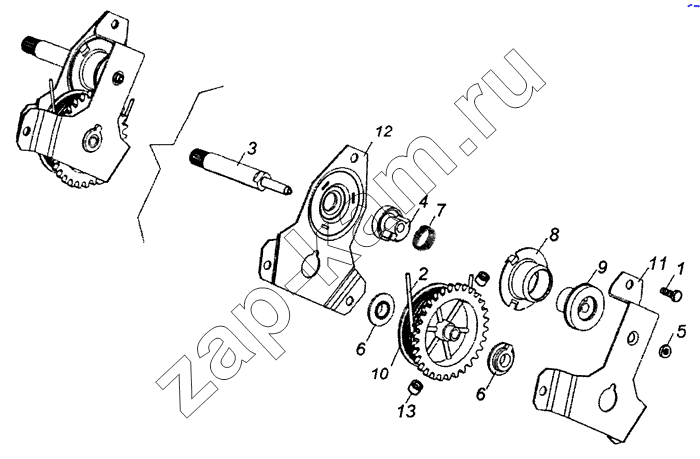 Схема/чертеж: 53205-6104030 Механизм стеклоподъемника двери / КамАЗ 53229 (Евро 2)