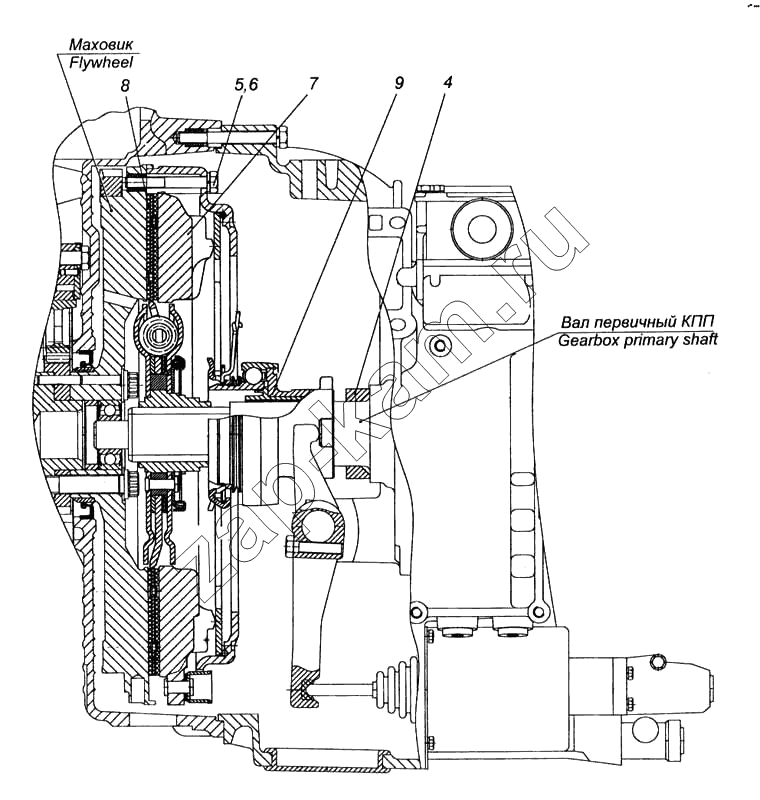Схема/чертеж: Установка сцепления MFZ-430 / КамАЗ 5460