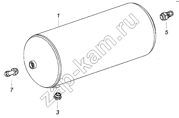 Схема/чертеж: 6460-3513010-02 Ресивер с фитингами / КамАЗ 6460 (Евро 4)