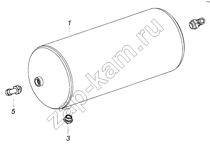 Схема/чертеж: 6460-3513010-12 Ресивер с фитингами / КамАЗ 6460 (Евро 4)