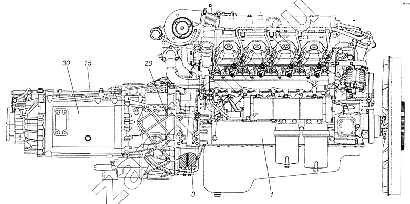 Схема/чертеж: 740.73-1000304 Агрегат силовой 740.73-400 / КамАЗ 6460 (Евро 4)