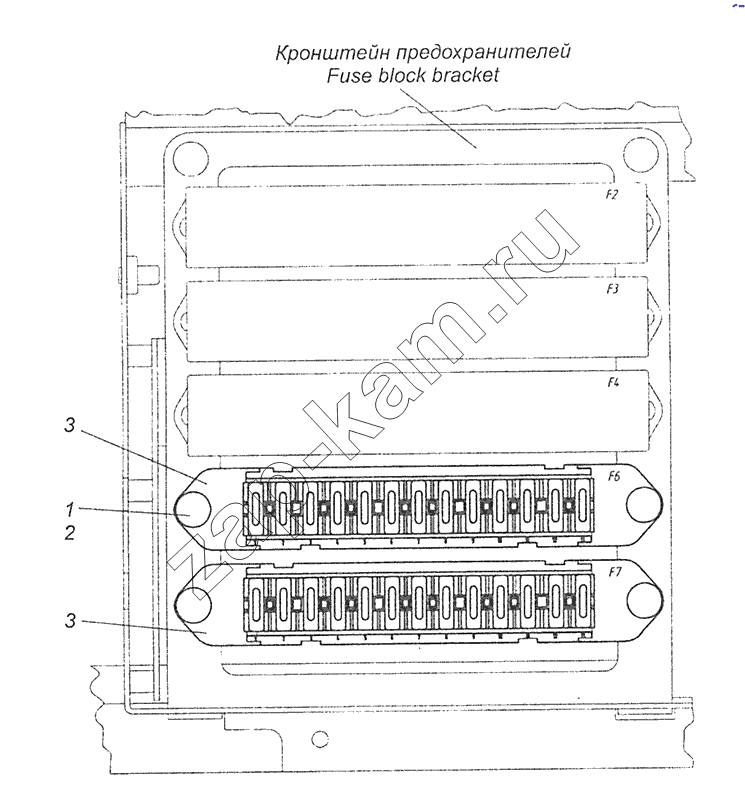 Схема/чертеж: 65115-4012001 Установка предохранителей / КамАЗ 65115, 65116 (Евро-4)