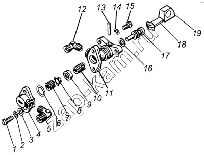 Схема/чертеж: Кран включения блокировки межосевого дифференциала / КамАЗ 65115