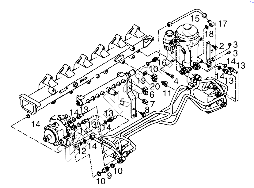 Схема/чертеж: Установочные детали топливной системы / MAN TGL