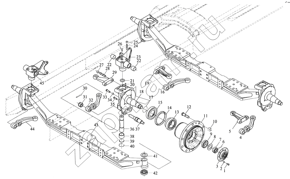 Схема/чертеж: Двухосное управление / Shaanxi MAN-F2000 (SX3254JS384)