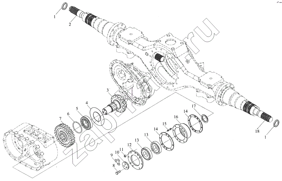 Схема/чертеж: Средний мост / Shaanxi MAN-F2000 (SX3254JS384)