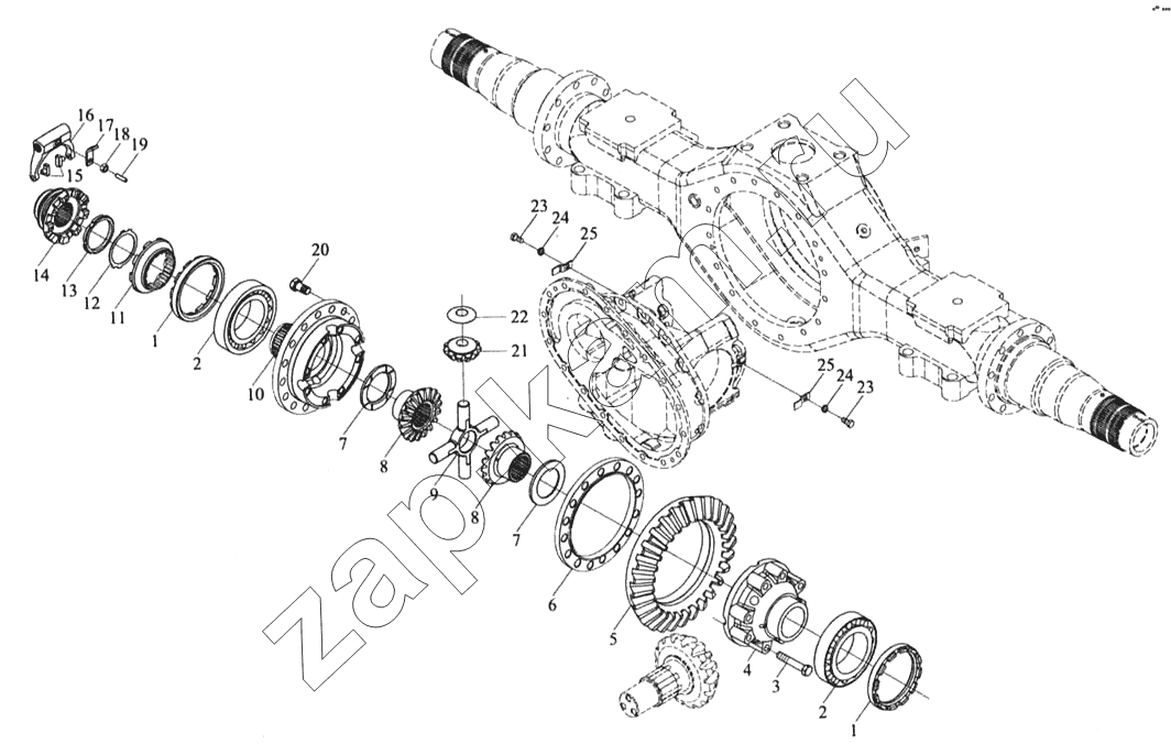 Схема/чертеж: Средний мост / Shaanxi MAN-F2000 (SX3254JS384)