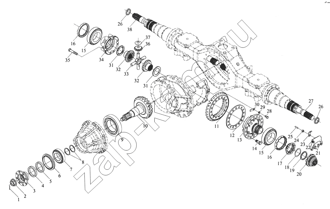 Схема/чертеж: Дифференциал заднего моста / Shaanxi MAN-F2000 (SX3254JS384)