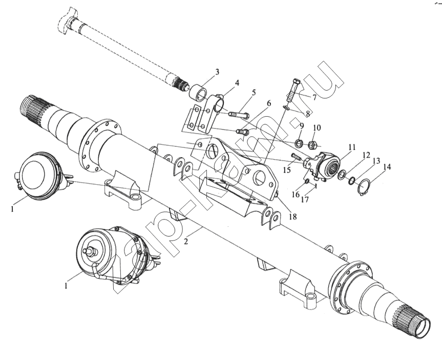 Схема/чертеж: Ось промежуточная / Shaanxi MAN-F2000 (SX3254JS384)