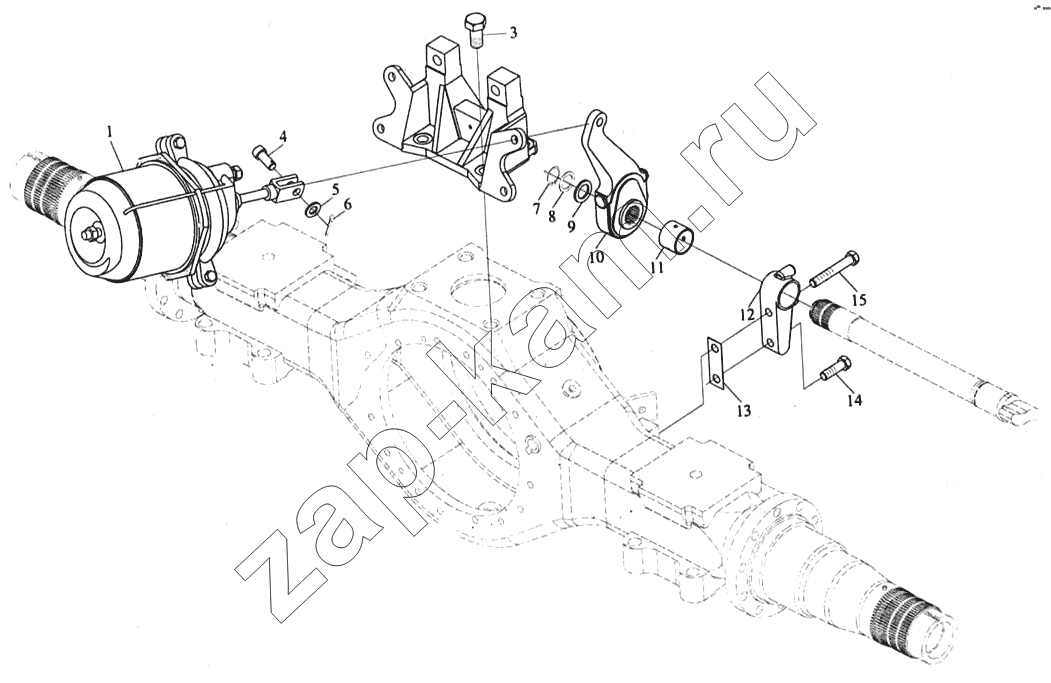 Схема/чертеж: Механизм тормоза среднего моста / Shaanxi MAN-F2000 (SX3254JS384)