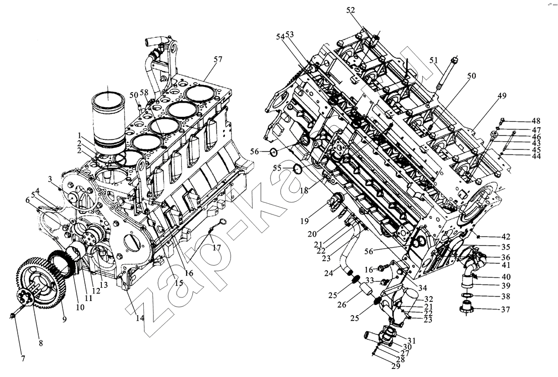 Схема/чертеж: M3400-1002000 CYLiNDER BLOCK / Shaanxi MAN-F2000 (SX3254JS384)