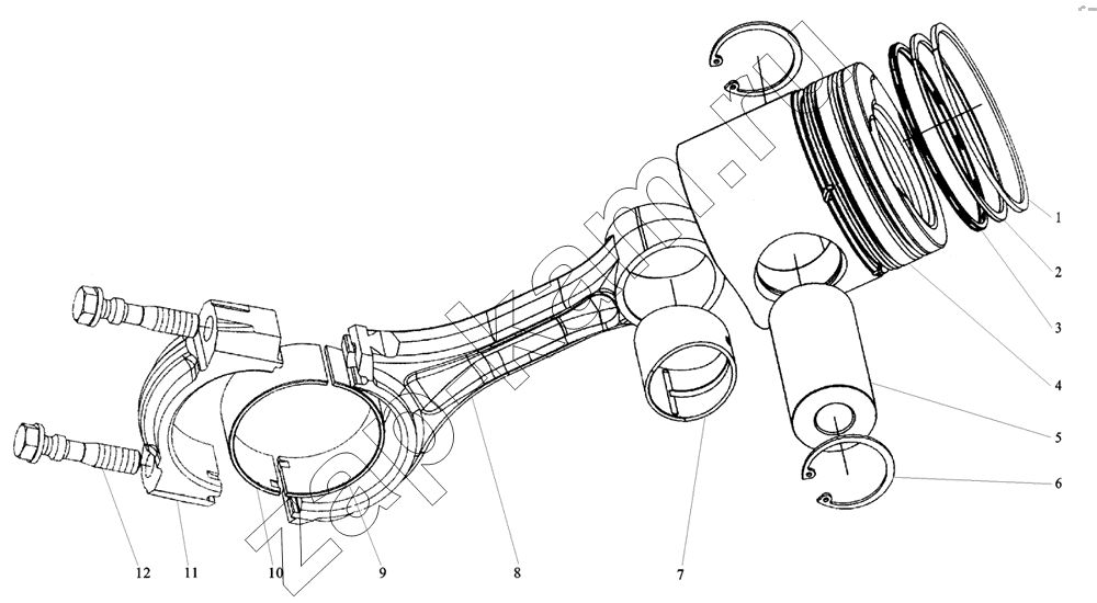 Схема/чертеж: M3400-1004000 PiSTON AND CONNECTiNG ROD / Shaanxi MAN-F2000 (SX3254JS384)