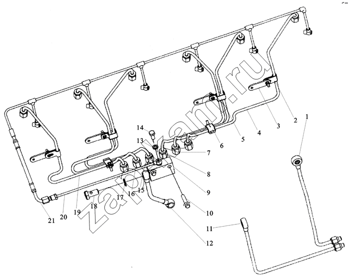 Схема/чертеж: M3400-1104000 SUPPLY SYSTEM PiPE ASSY / Shaanxi MAN-F2000 (SX3254JS384)
