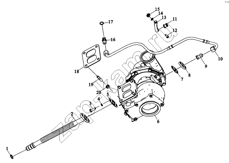 Схема/чертеж: M3400-1118000 TURBO CHAGER ASSY / Shaanxi MAN-F2000 (SX3254JS384)