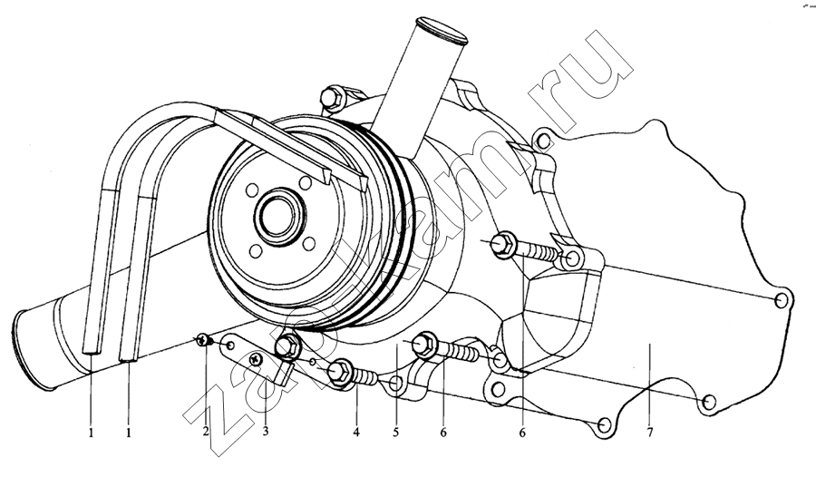 Схема/чертеж: M3400-1307000 WATER PUMP ASSY / Shaanxi MAN-F2000 (SX3254JS384)